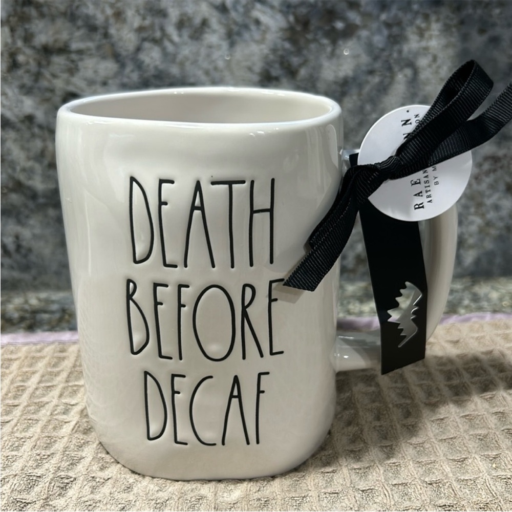 Rae Dunn “Death Before Decaf” Mug – NWT – 16 oz